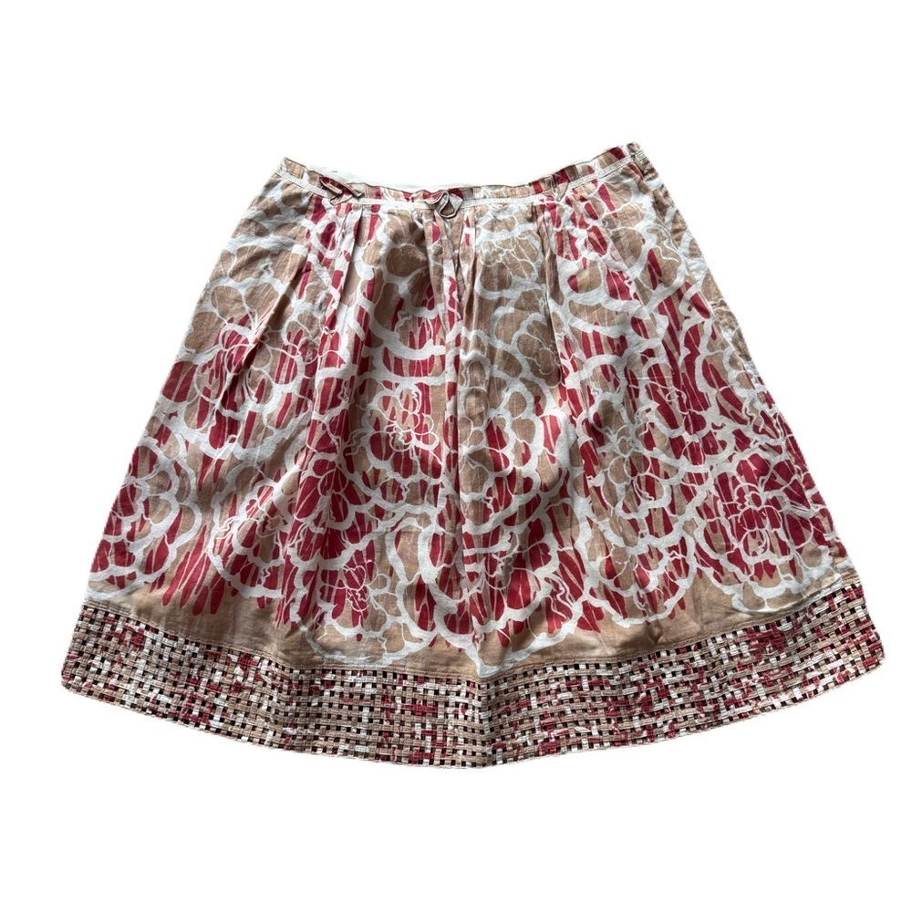Women's Elie Tahari Floral Red and Beige Vacation Spring Short Skirt Size 4